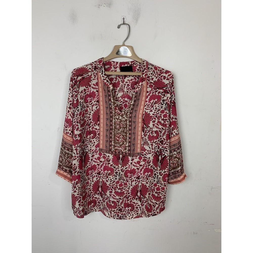 Cynthia Rowley Womens Shirt Medium Pink Floral Boho Old Money Spring Valentines